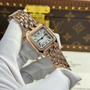 Đồng Hồ Cartier Panthere Nữ Chế Tác Mặt Trắng Máy Pin Thụy Sỹ Xưởng BV 27x36mm (2)