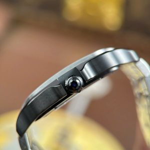 Đồng Hồ Cartier Santos Nam Chế Tác Mặt Lộ Cơ Viền Đen Dây Kim Loại 39 (2)