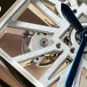 Đồng Hồ Cartier Santos Rep 11 Mặt Lộ Cơ Viền Vàng Dây Kim Loại 39 (1)