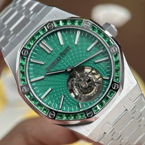 Đồng Hồ Nam Chế Tác Audemars Piguet Royal Oak Selfwinding Flying Tourbillon 26730BC Mặt Xanh Lá Cây Đính Đá Baguette 41mm (2)