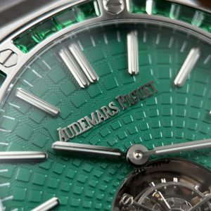 Đồng Hồ Nam Chế Tác Audemars Piguet Royal Oak Selfwinding Flying Tourbillon 26730BC Mặt Xanh Lá Cây Đính Đá Baguette 41mm (2)