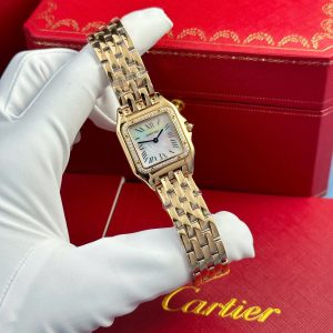 Đồng Hồ Nữ Cartier Panthere Chế Tác Mặt Khảm Xà Cừ Máy Pin Thụy Sỹ Xưởng AF 27x36mm (2)