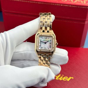 Đồng Hồ Nữ Cartier Panthere Chế Tác Mặt Khảm Xà Cừ Máy Pin Thụy Sỹ Xưởng AF 27x36mm (2)