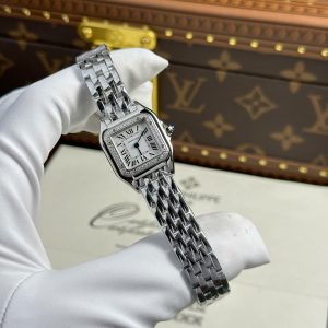 Đồng Hồ Nữ Cartier Panthere Fake 11 Màu Trắng Viền Đính Đá Xưởng BV 27x36mm (2)