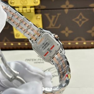 Đồng Hồ Nữ Cartier Panthere Mặt Trắng Fake 11 Mạ Demi Vàng Hồng Xưởng BV 27x36mm (2)