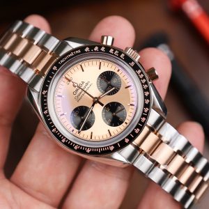 Đồng Hồ Omega SpeedMaster MoonWatch Chế Tác Demi Vàng Hồng Dây Kim Loại 42mm (2)
