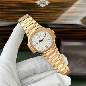Đồng Hồ Patek Philippe Nautilus 7118 Chế Tác Mạ Vàng Hồng Mặt Trắng Nhà Máy 3K 35 (2)