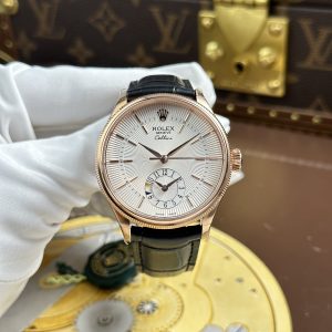 Đồng Hồ Rolex Cellini Dual Time 50525 Chế Tác Mạ Vàng Hồng Mặt Trắng Nhà Máy KZ 39mm (2)