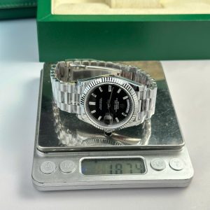 Đồng Hồ Rolex Chế Tác Day-Date Nam Mặt Đen Nặng 186 Grams Xưởng QF 40mm (9)