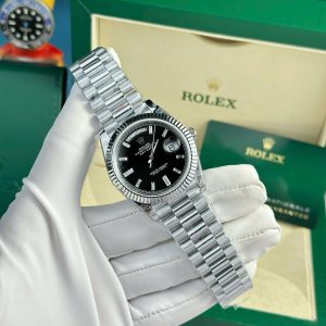 Đồng Hồ Rolex Chế Tác Day-Date Nam Mặt Đen Nặng 186 Grams Xưởng QF 40mm (9)