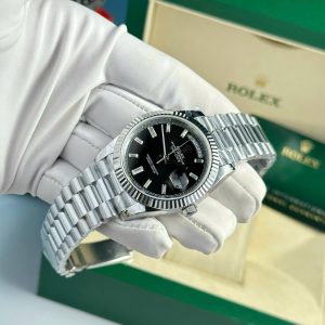 Đồng Hồ Rolex Chế Tác Day-Date Nam Mặt Đen Nặng 186 Grams Xưởng QF 40mm (9)