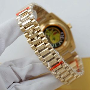 Đồng Hồ Rolex Day-Date Mặt Xanh Lá Cây Chế Tác Mạ Vàng Trọng Lượng 159 Gram Xưởng QF 36mm (2)