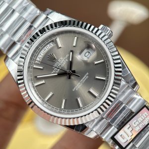Đồng Hồ Rolex Day-Date Replica 11 Mặt Xám Trọng Lượng 186 Grams Xưởng QF 40mm (2)