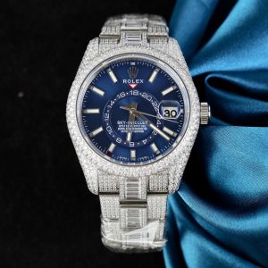 Đồng Hồ Rolex Sky-Dweller 336934 Chế Tác Mặt Xanh Dương Đính Full Đá 42mm (1)