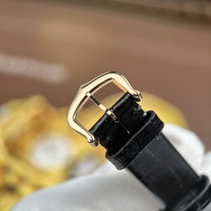 Đồng Hồ Cartier Ballon Blanc Rep 11 Nữ Viền Đính Đá Dây Da Đen Nhà Máy AF 30mm (2)