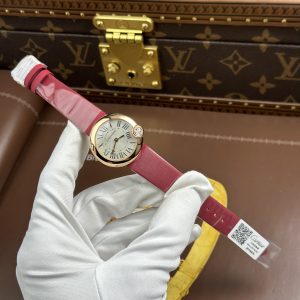 Đồng Hồ Cartier Ballon Blanc Rep Cao Cấp Nữ Máy Pin Dây Da Đỏ Xưởng AF 30mm (2)