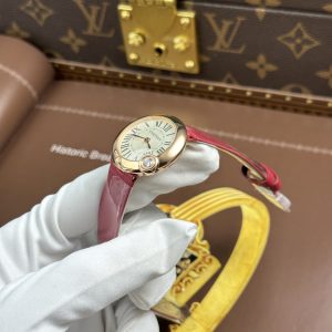 Đồng Hồ Cartier Ballon Blanc Rep Cao Cấp Nữ Máy Pin Dây Da Đỏ Xưởng AF 30mm (2)