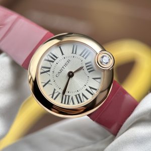Đồng Hồ Cartier Ballon Blanc Rep Cao Cấp Nữ Máy Pin Dây Da Đỏ Xưởng AF 30mm (2)