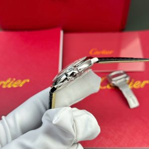 Đồng Hồ Cartier Ballon Bleu Rep 11 Nữ Dây Da Đen Máy Cơ Tự Động Xưởng AF 33mm (2)