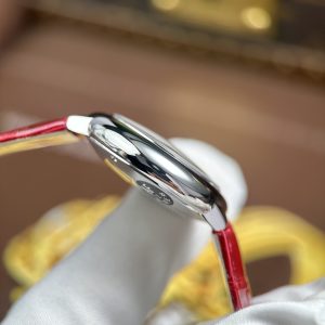 Đồng Hồ Cartier Ballon Bleu Rep 11 Nữ Dây Da Màu Đỏ Máy Cơ Tự Động Xưởng AF 33mm (2)