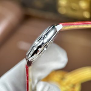 Đồng Hồ Cartier Ballon Bleu Rep 11 Nữ Dây Da Màu Đỏ Máy Cơ Tự Động Xưởng AF 33mm (2)