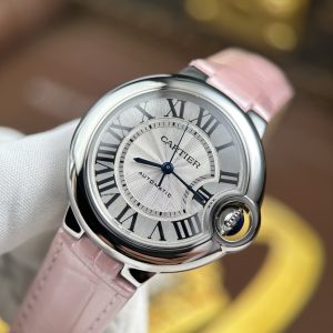 Đồng Hồ Cartier Ballon Bleu Rep Cao Cấp Nữ Dây Da Màu Hồng Máy Cơ Tự Động Xưởng AF 33mm (2)