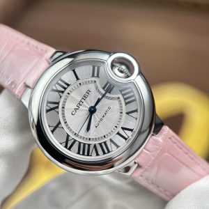 Đồng Hồ Cartier Ballon Bleu Rep Cao Cấp Nữ Dây Da Màu Hồng Máy Cơ Tự Động Xưởng AF 33mm (2)
