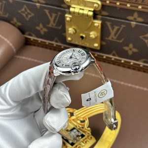 Đồng Hồ Cartier Ballon Bleu Replica 11 Nữ Dây Da Nâu Máy Cơ Tự Động Xưởng AF 33mm (2)