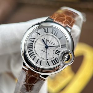 Đồng Hồ Cartier Ballon Bleu Replica 11 Nữ Dây Da Nâu Máy Cơ Tự Động Xưởng AF 33mm (2)