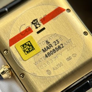 Đồng Hồ Cartier Tank Louis Chế Tác Mặt Trắng Vỏ Mạ Vàng Dây Da Đen 27.8×38 (2)