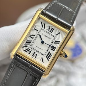 Đồng Hồ Cartier Tank Louis Chế Tác Mặt Trắng Vỏ Mạ Vàng Máy Cơ Thụy Sỹ 27.8×38 (2)