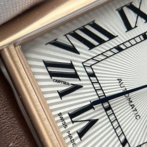 Đồng Hồ Cartier Tank Louis Replica 11 Mặt Trắng Vỏ Mạ Vàng Hồng Máy Cơ Tự Động 27.8×38 (2)