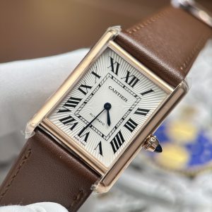 Đồng Hồ Cartier Tank Louis Replica 11 Mặt Trắng Vỏ Mạ Vàng Hồng Máy Cơ Tự Động 27.8×38 (2)