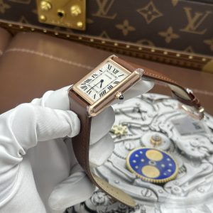 Đồng Hồ Cartier Tank Louis Replica 11 Mặt Trắng Vỏ Mạ Vàng Hồng Máy Cơ Tự Động 27.8×38 (2)