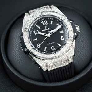 Đồng Hồ Hublot Big Bang One Click Replica 11 Màu Đen Đính Kim Cương Moissanite 39mm (2)