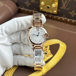 Đồng Hồ Nữ Cartier Ballon Bleu WGBB0054 Chế Tác Mạ Vàng Hồng Dây Kim Loại Xưởng AF 33mm (5)