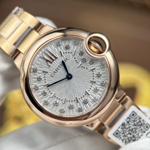 Đồng Hồ Nữ Cartier Ballon Bleu WGBB0054 Chế Tác Mạ Vàng Hồng Dây Kim Loại Xưởng AF 33mm (5)