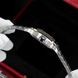 Đồng Hồ Nữ Cartier Santos Replica 11 Màu Demi Vàng Xưởng BV 35 (2)