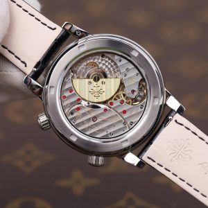 Đồng Hồ Patek Philippe Fake 11 Grand Complications 6104G Màu Đen Viền Đính Đá Đỏ 40mm (2)