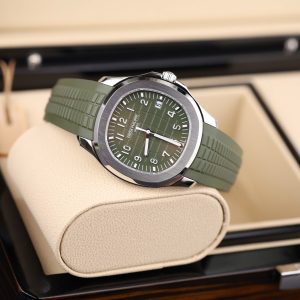 Đồng Hồ Patek Philippe Nautilus 5168 Tinh Chỉnh Nhà Máy Màu Xanh Quân Đội Dây Cao Su 40mm (2)