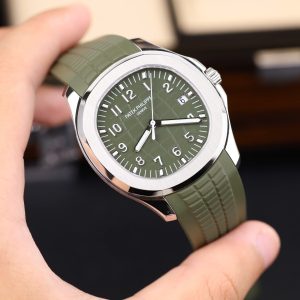 Đồng Hồ Patek Philippe Nautilus 5168 Tinh Chỉnh Nhà Máy Màu Xanh Quân Đội Dây Cao Su 40mm (2)