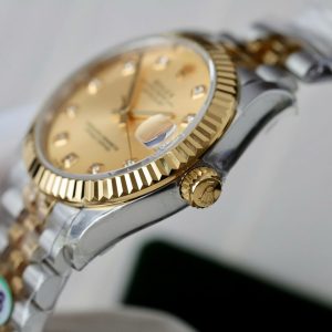 Đồng Hồ Rolex DateJust Nữ Replica 11 Mặt Vàng Máy Cơ Thụy Sỹ Nhà Máy THB 31mm (2)