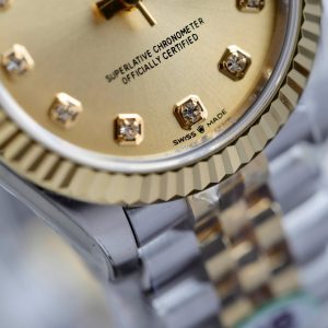 Đồng Hồ Rolex DateJust Nữ Replica 11 Mặt Vàng Máy Cơ Thụy Sỹ Nhà Máy THB 31mm (2)