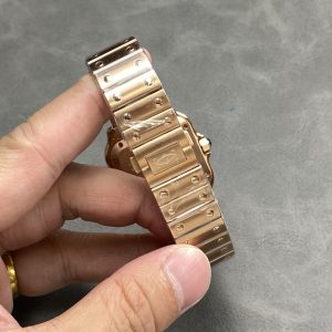 Đồng Hồ Nữ Cartier Santos Replica 11 Mặt Trắng Vỏ Mạ Vàng Hồng Nhà Máy BV 35mm (1)