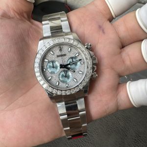 Đồng Hồ Rolex Daytona Chế Tác Đính Kim Cương Moissanite Baguette Xưởng VS 40mm (2)