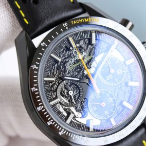 Đồng Hồ Omega Speedmaster Dark Side of the Moon Vỏ Gốm Đen Dây Da Replica Cao Cấp 44mm (2)