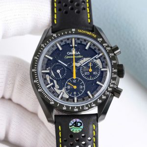 Đồng Hồ Omega Speedmaster Dark Side of the Moon Vỏ Gốm Đen Dây Da Replica Cao Cấp 44mm (2)